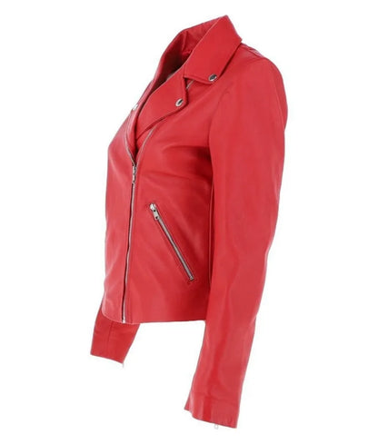 Ladies leather bike jackets - Red leather jacket