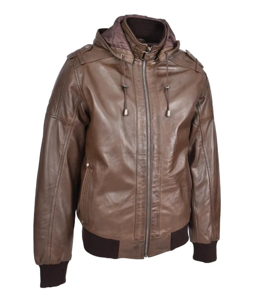 leather jacket and hoodie - flight bomber leather jacket