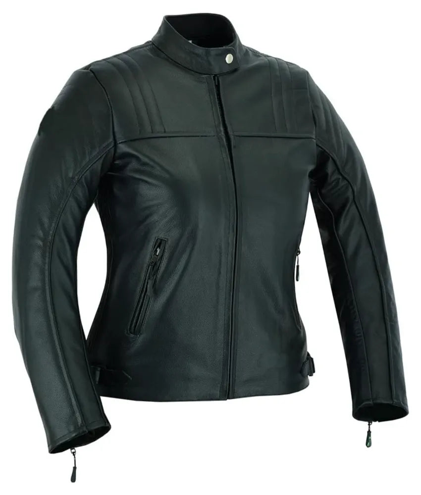 Women Biker Motorbike Leather Jacket - black faux leather jacket