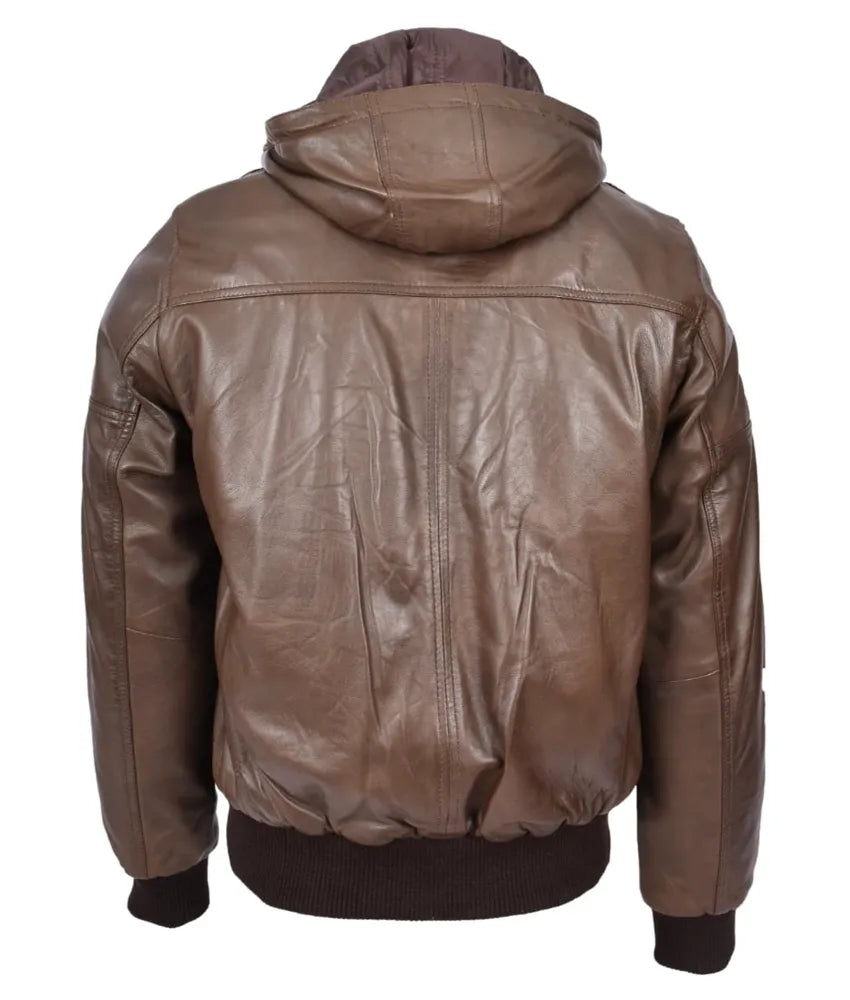 leather jacket and hoodie - flight bomber leather jacket