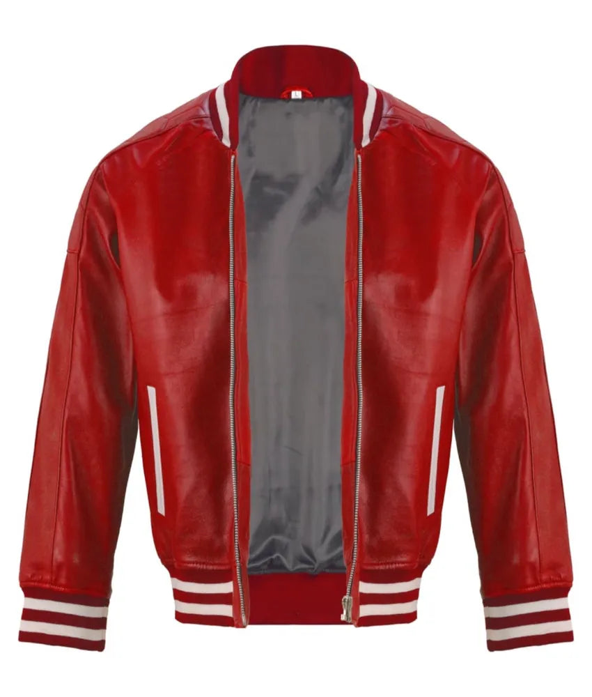 Men's leather varsity jacket - red leather jacket