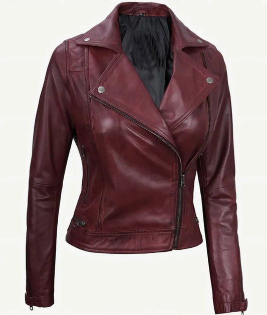 women's retro leather jackets - maroon leather jacket