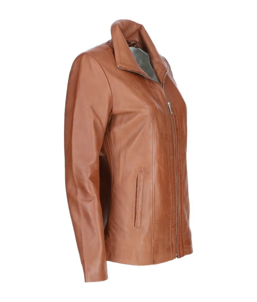 Women's Tan Leather Jacket - Custom Leather jackets