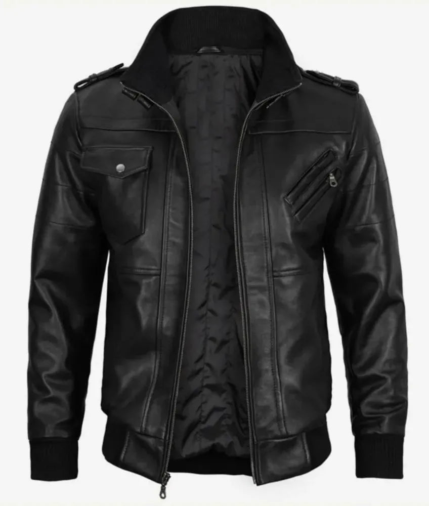 Versatile Black Leather Jacket with Attached Hoodie for a Stylish and Comfortable Look