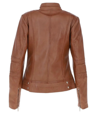 Ladies leather bike jackets - Tan leather jacket