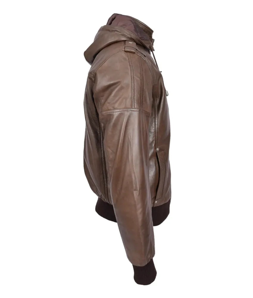 leather jacket and hoodie - flight bomber leather jacket