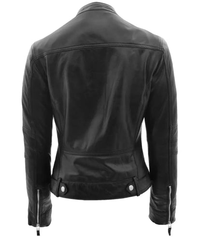 Women's Real Leather Biker Jacket Casual Style Annie Black Leather Jacket