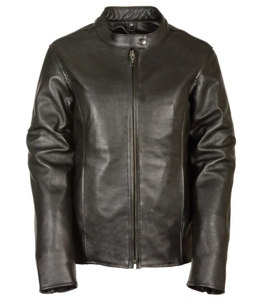 Women's black leather jacket - leather motorcycle jacket