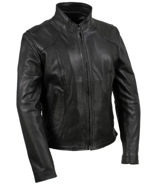 Black Leather Jacket Women's - leather motorcycle jacket