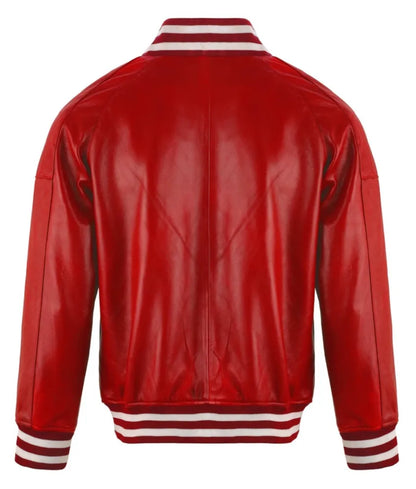 Men's leather varsity jacket - red leather jacket