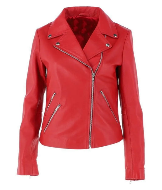 Ladies leather bike jackets - Red leather jacket