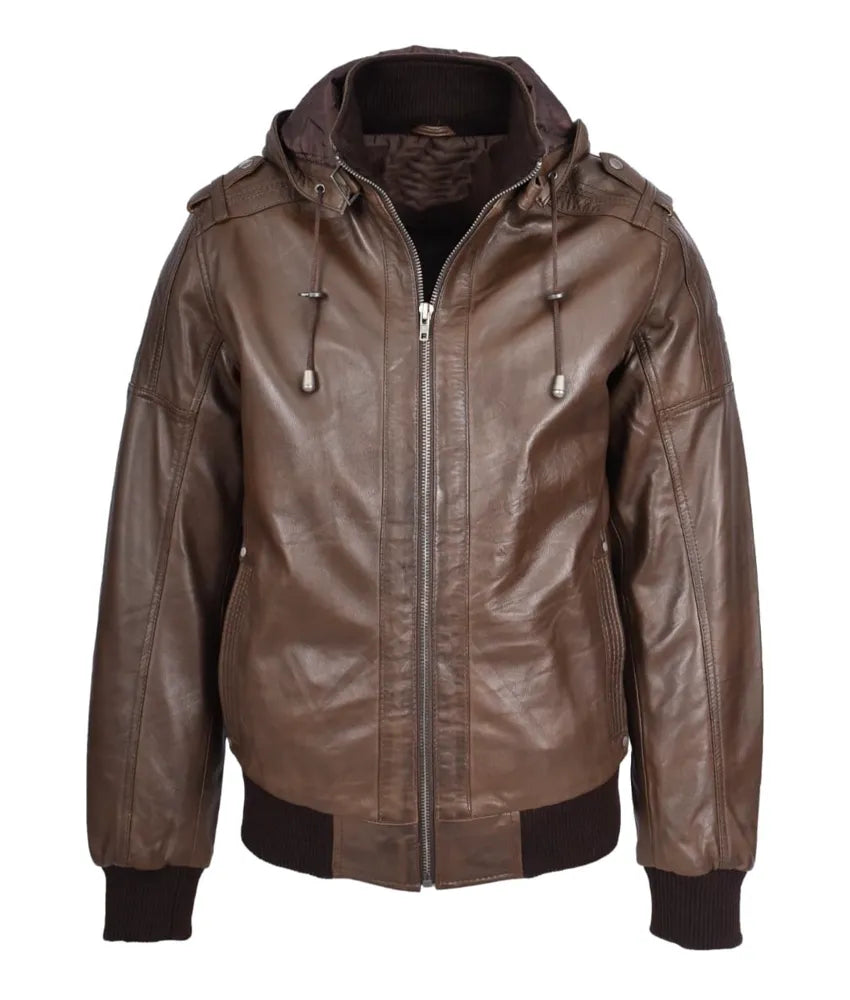 leather jacket and hoodie - flight bomber leather jacket