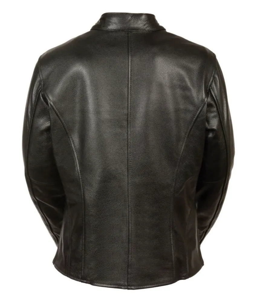 Women's black leather jacket - leather motorcycle jacket