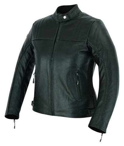 Women Biker Motorbike Leather Jacket - black faux leather jacket