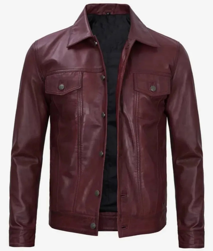 Men's Maroon Leather Jacket for a Classic and Stylish Look