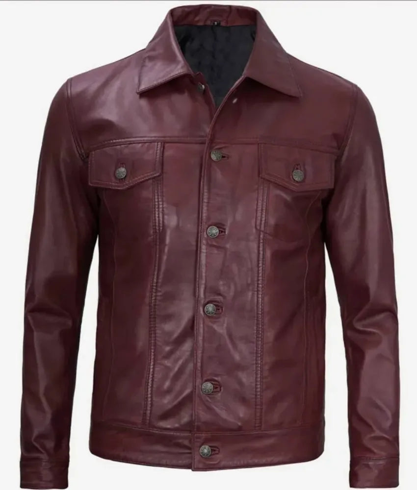 Men's Maroon Leather Jacket for a Classic and Stylish Look