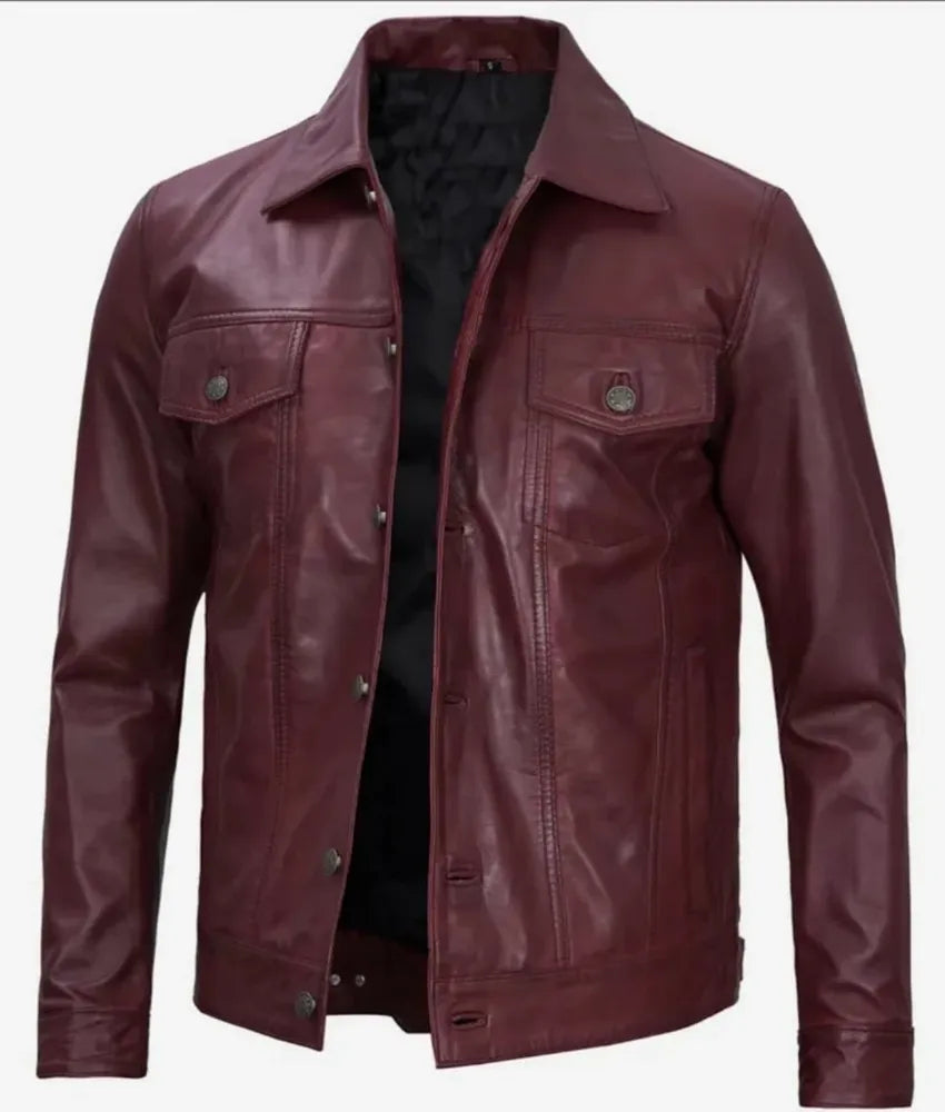 Men's Maroon Leather Jacket for a Classic and Stylish Look