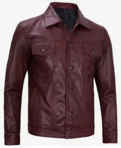 Men's Maroon Leather Jacket for a Classic and Stylish Look