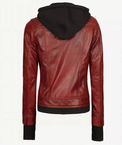 Leather Jacket with Hood - premium leather jackets