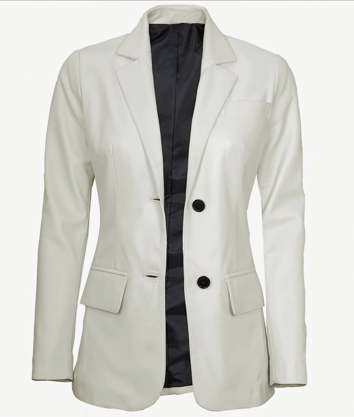 Long White leather Jacket - Stylish Design with the Latest Trend