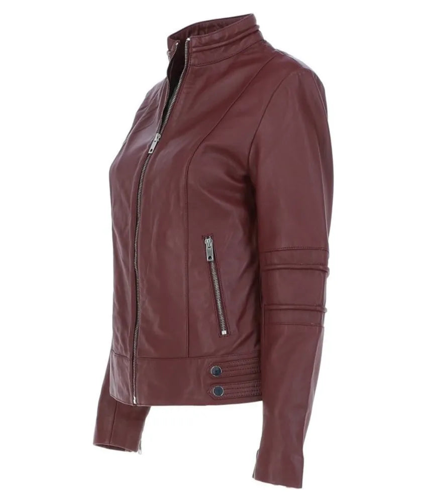 Ladies leather bike jackets - Brown leather jacket