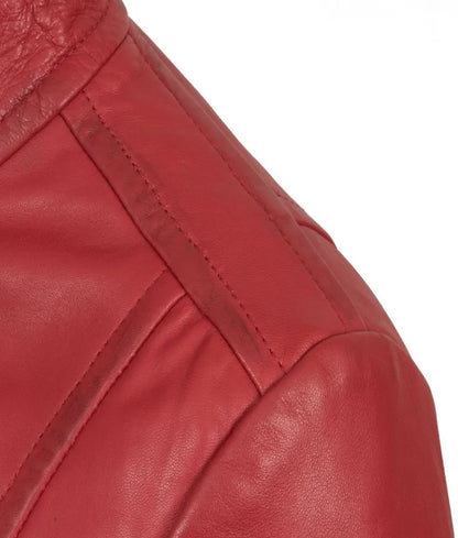 Red leather biker jacket - women's red leather jacket