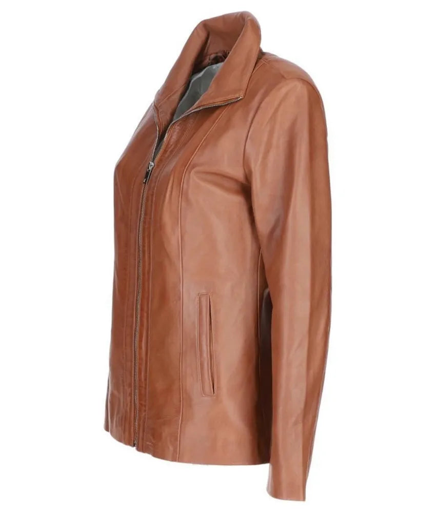 Women's Tan Leather Jacket - Custom Leather jackets