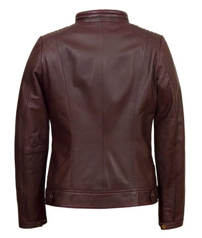 Burgundy leather jacket - Brown leather jacket blazer