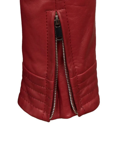 Red leather biker jacket - women's red leather jacket