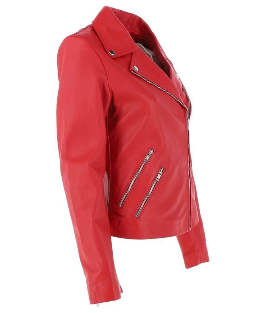 Ladies leather bike jackets - Red leather jacket