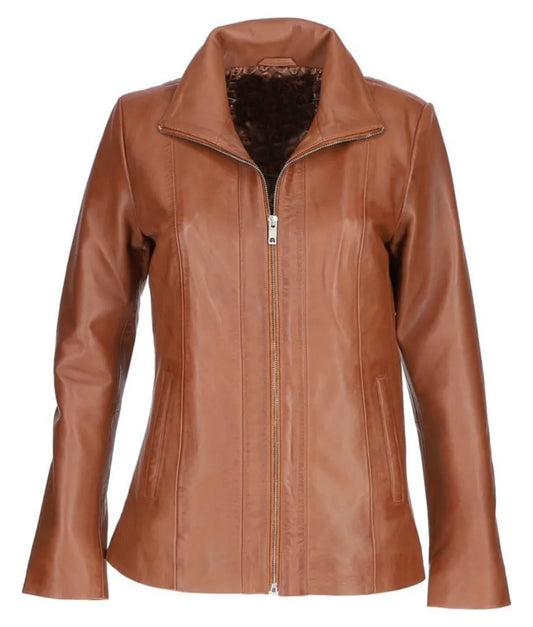 Women's Tan Leather Jacket - Custom Leather jackets