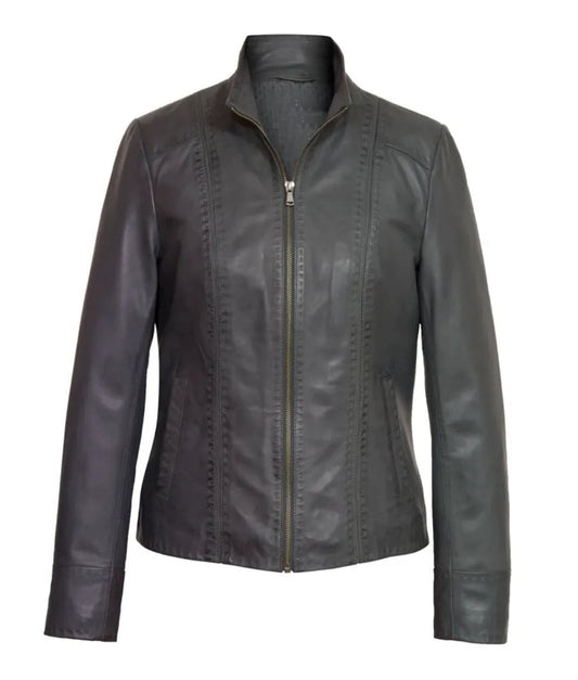 Women's Taupe Leather Jacket - Black Leather Jacket