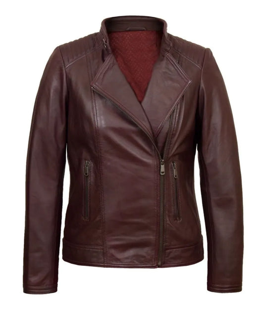 Burgundy leather jacket - Brown leather jacket blazer