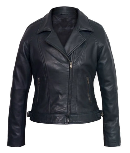 Women's black Leather Jacket - Classic Biker Style with a Modern Twist