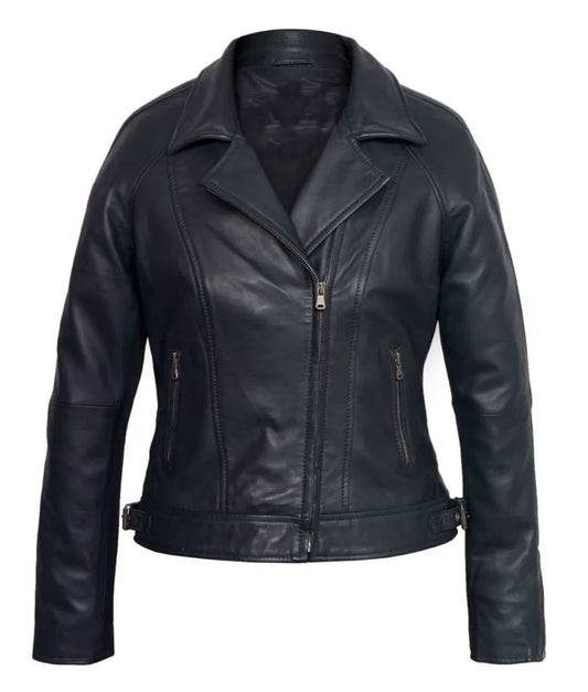 Women's black Leather Jacket - Classic Biker Style with a Modern Twist